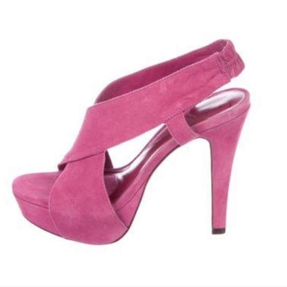 DVF Diane Von Furstenberg Pink Suede Zia Platform Sandals